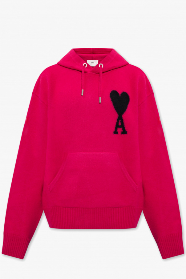 Pink Wool hoodie Ami Alexandre Mattiussi - Jo No Fui embroidery